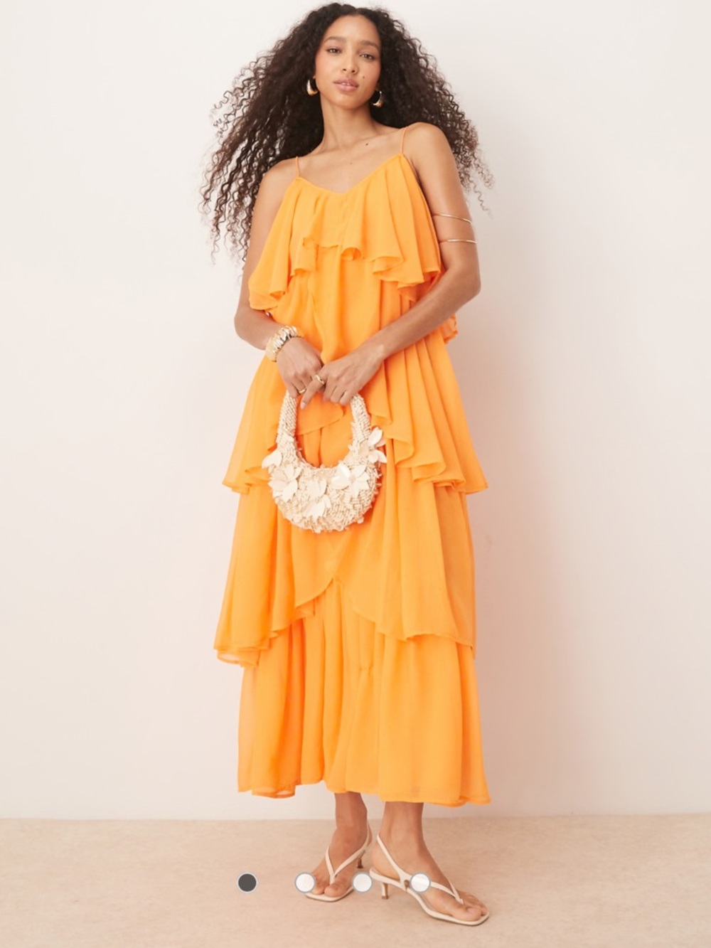 ASOS DESIGN tiered cami layered maxi dress in bright orange